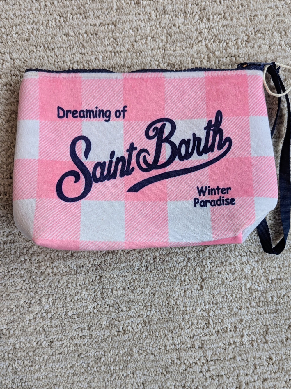 MC2 Saint Barth "Dreaming of Saint Barth" Pink Gingham Pouch / Makeup Bag